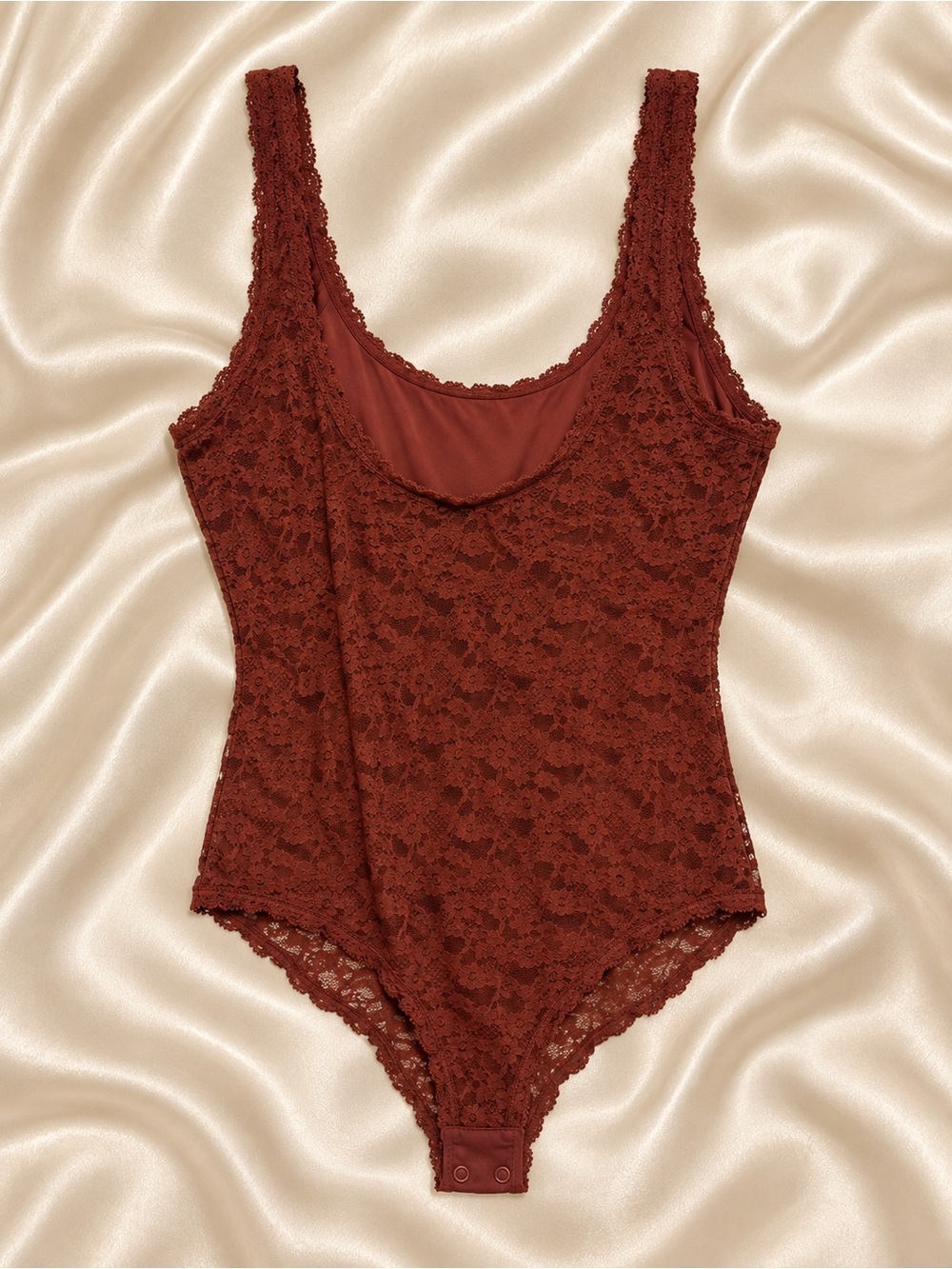 Aerie Show Off Vintage Lace Scoop Bodysuit Rust Size L